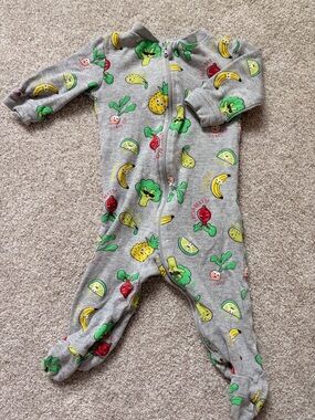 George Grey Footed One-Piece with Fruit & Veg Prints